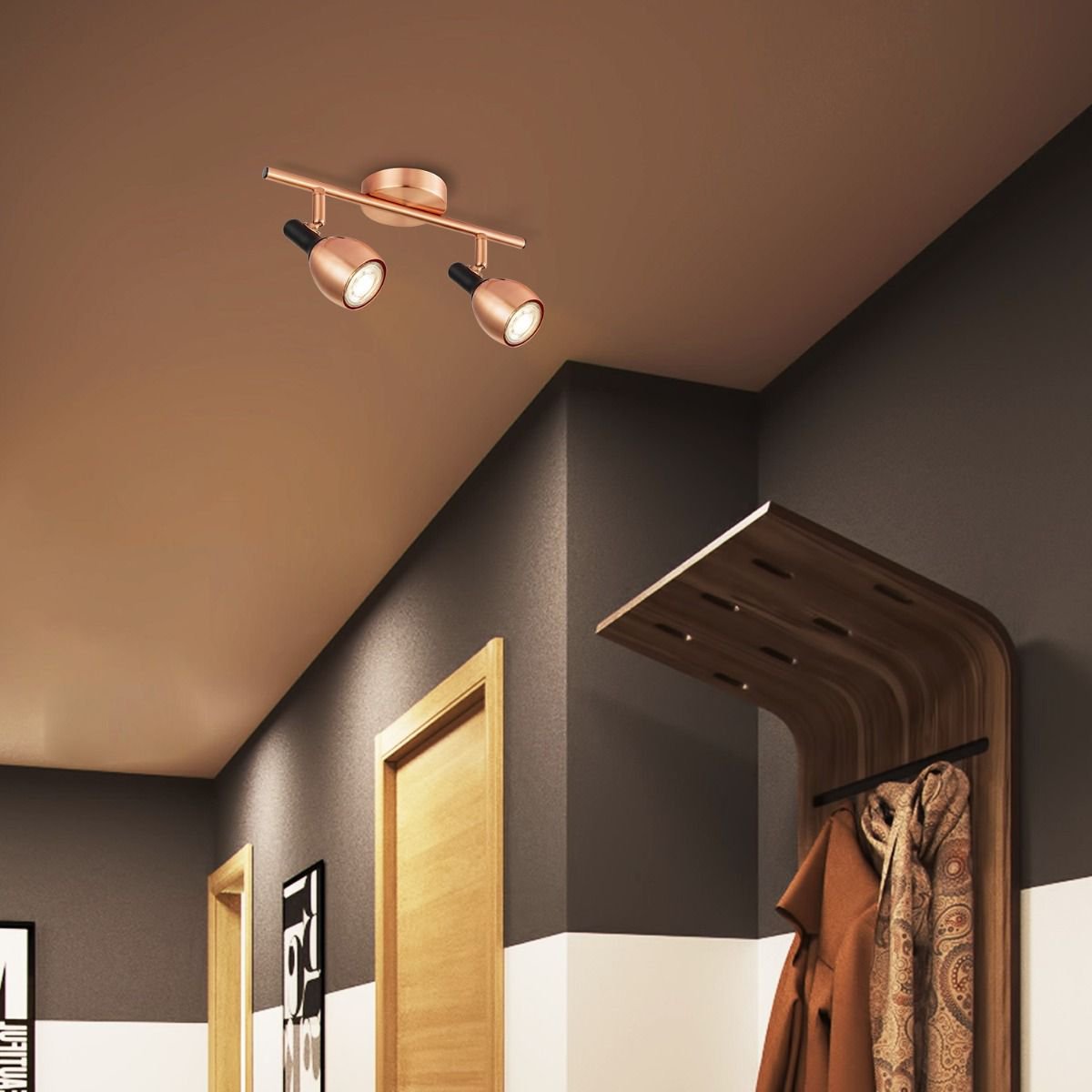 Home Sweet Home LED Surface-mounted spotlight Novi 2 - incl. dimmable LED lamp - Copper