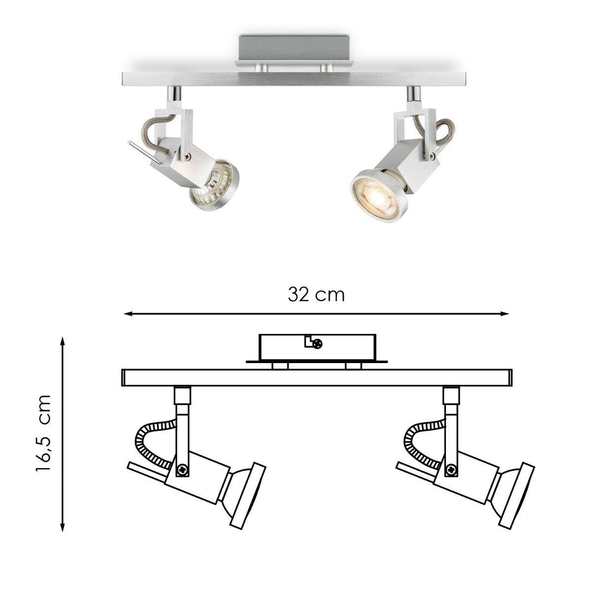 LED Surface-mounted spotlight Cali 2 - incl. dimmable LED lamp - steel
