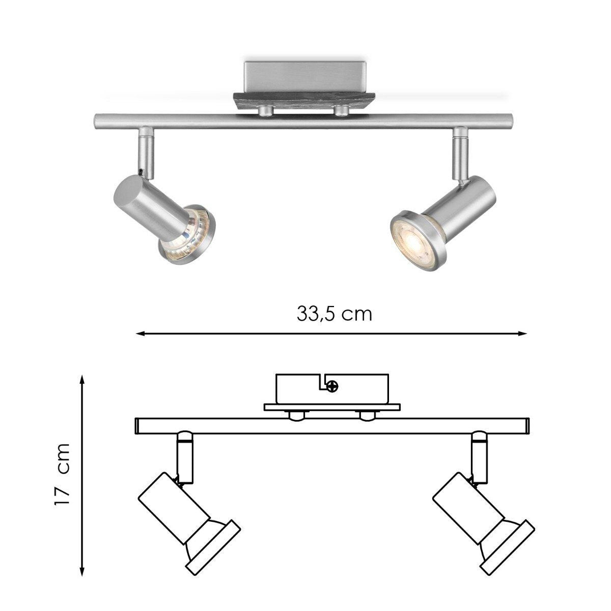 LED Surface-mounted spotlight Stone 2 - dimmable - brushed steel