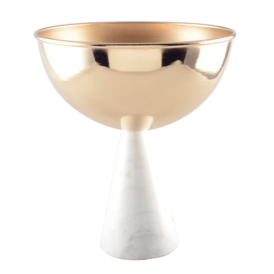 Decoratieve Schaal op Voet – Marmerlook Goud & Roze |woon-meubel.nl