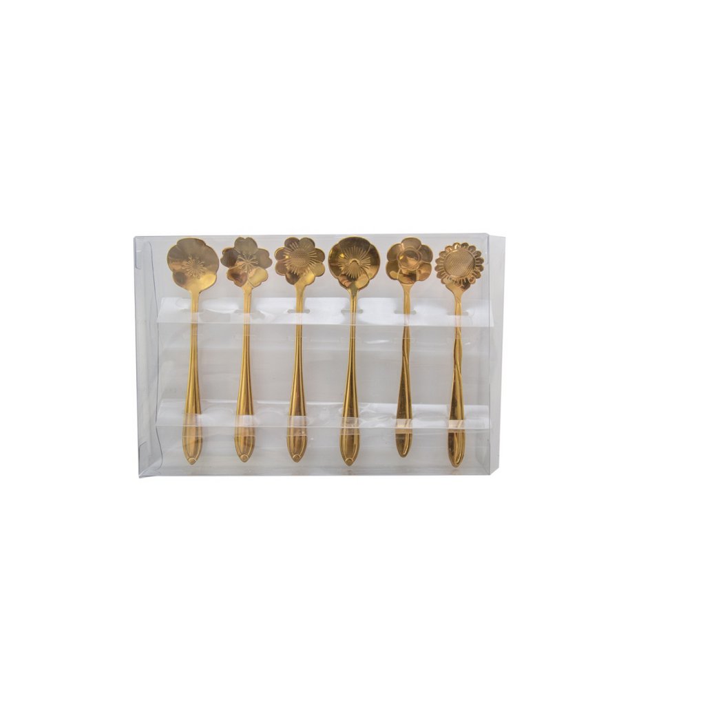Aulica Gouden Theelepels met Bloem – Set van 6 | woon-meubel.nl