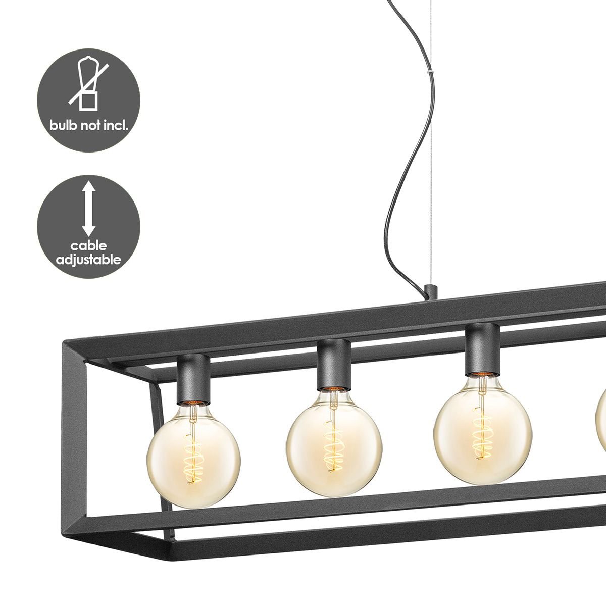 Hanging lamp Dito 6 lights - Black - 140x18x124cm