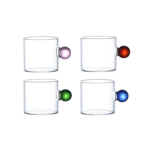 Set 4 Glazen Koffiekopjes met Gekleurde Balgrepen – woon-meubel.nl