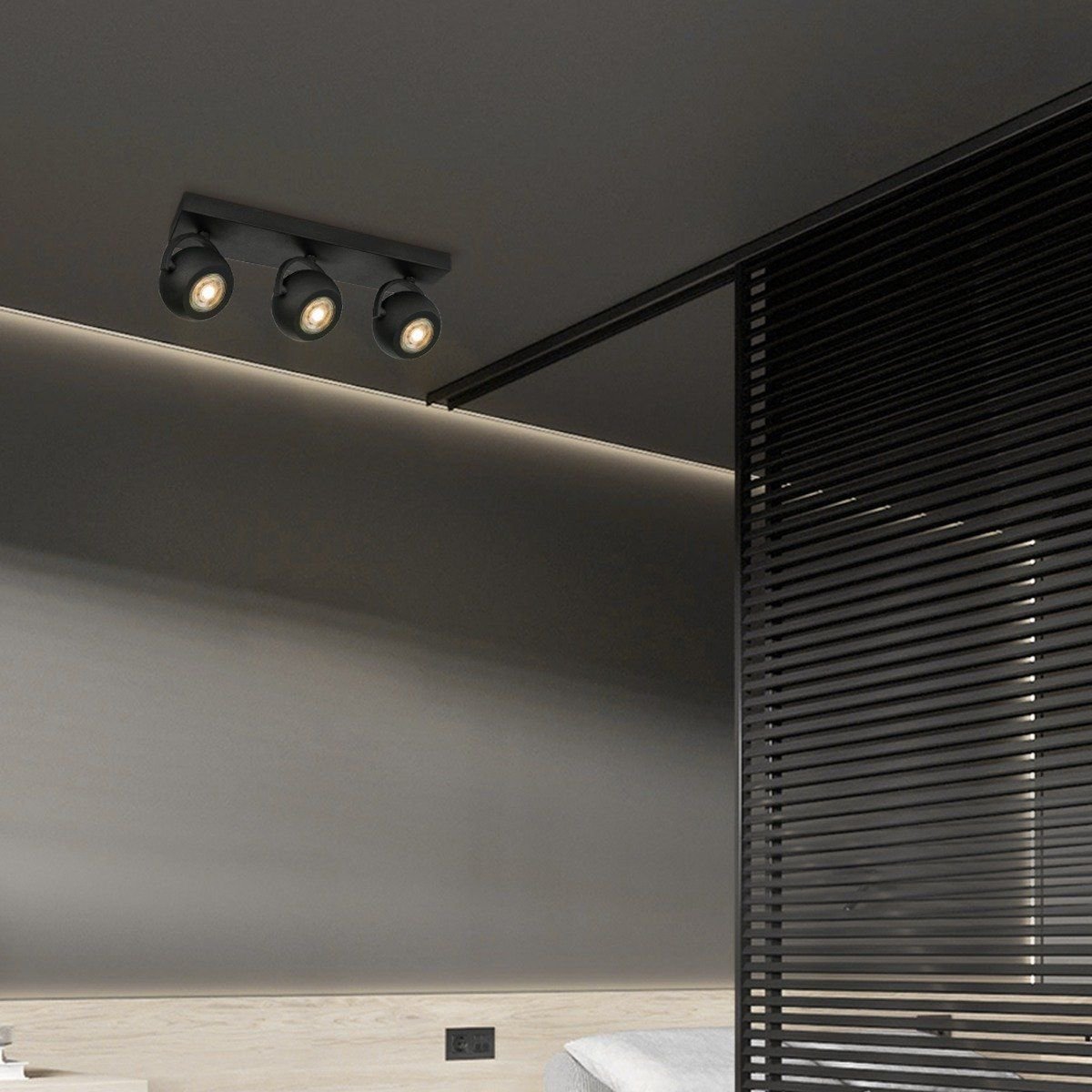LED Surface-mounted spotlight Nop 3 - incl. dimmable LED lamp - black