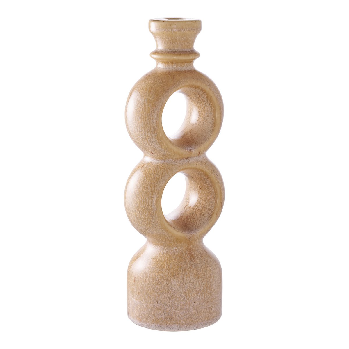 Candlestick - Brown, ceramic, 10.7x9.5x30.5 cm