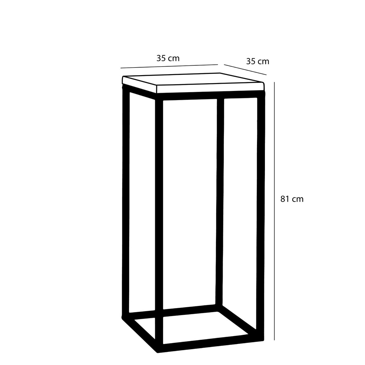 Table à plantes Oskar - L 35 x l 35 x H 81 cm - Bois, métal - Noir