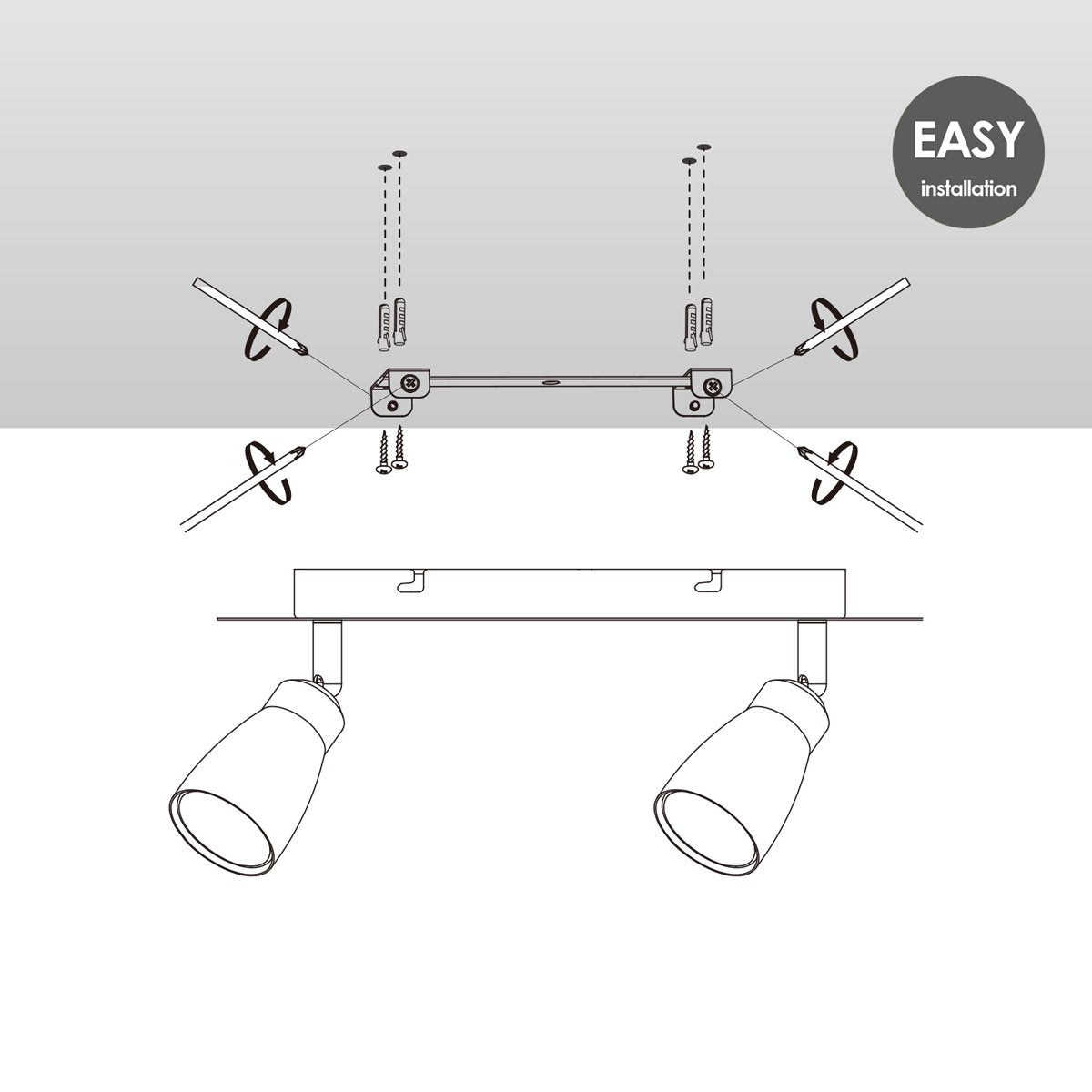 LED Surface-mounted spotlight Alba 2L - dimmable - brushed steel