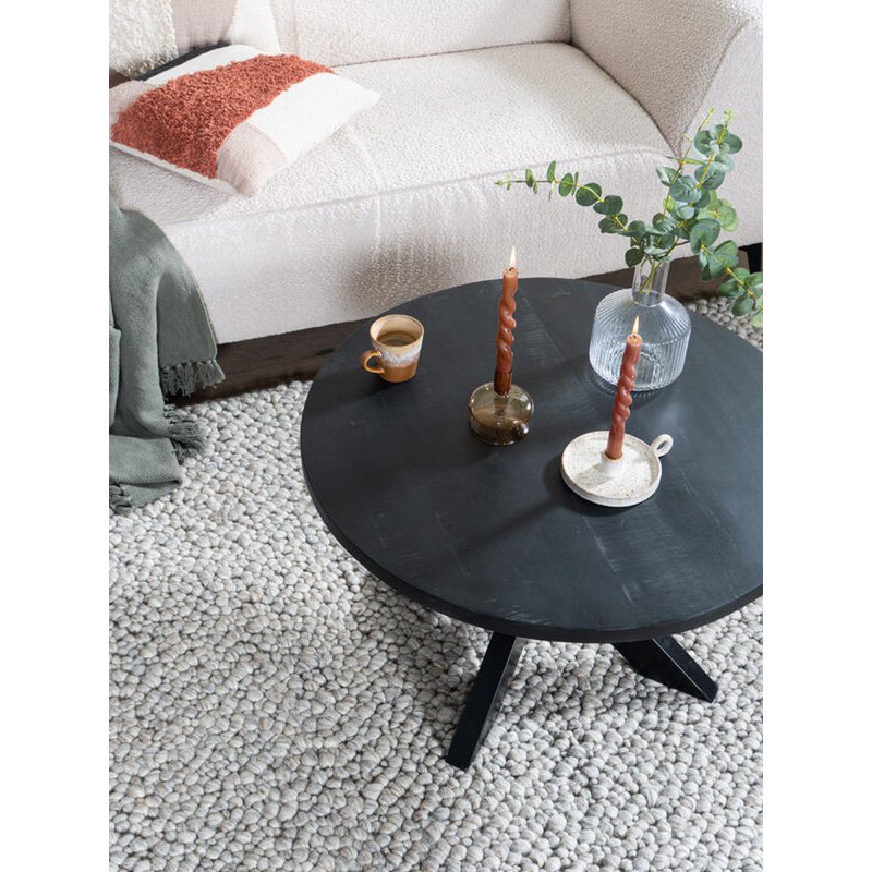 Salontafel Bob - Zwart Mangohout Spinpoot metaal |woon-meubel.nl