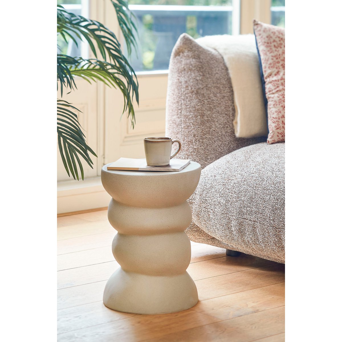 Screw Bijzettafel - L29 x B29 x H41 cm - Keramiek - Beige |woon-meubel.nl