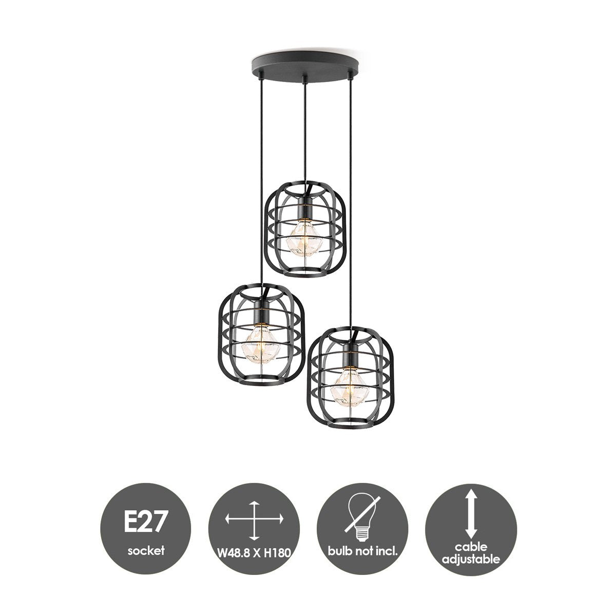 Pendant lamp Nero - Black - 49x49x180cm