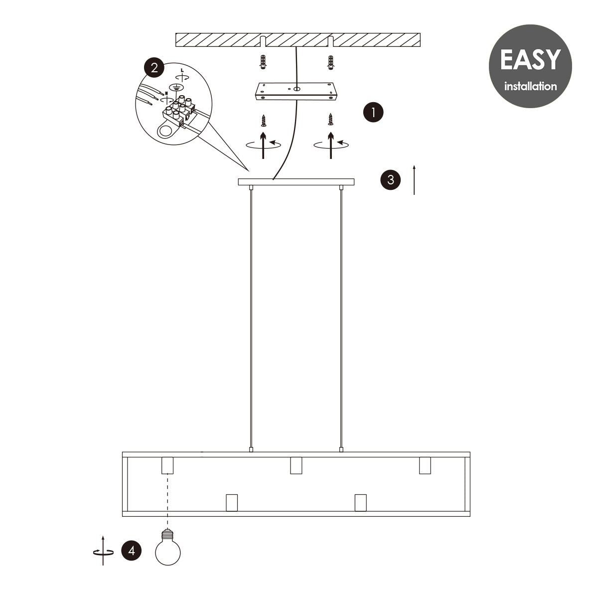 Hanging lamp Preto 5 lights - Black - 135x12x120cm