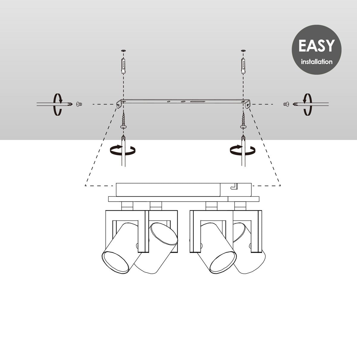 Surface-mounted spotlight Concrete 4 - incl. dimmable LED lamp - concrete