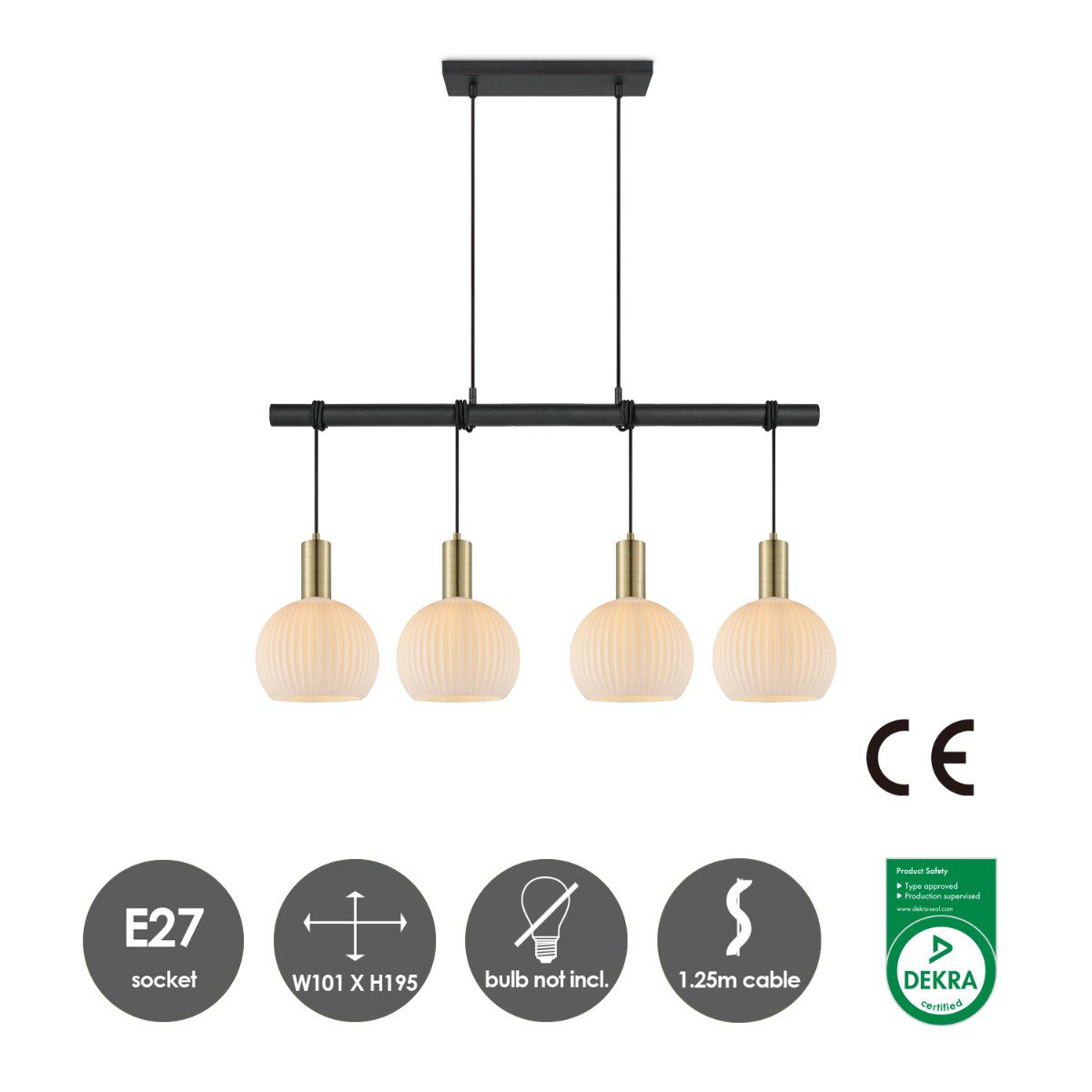 Hanging lamp Credo - Brass - 101x20x195cm