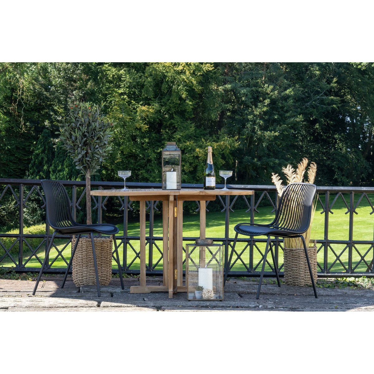 Branson Garden Chair - Zwart, stapelbaar, 55x46,5x82 cm - set van 4