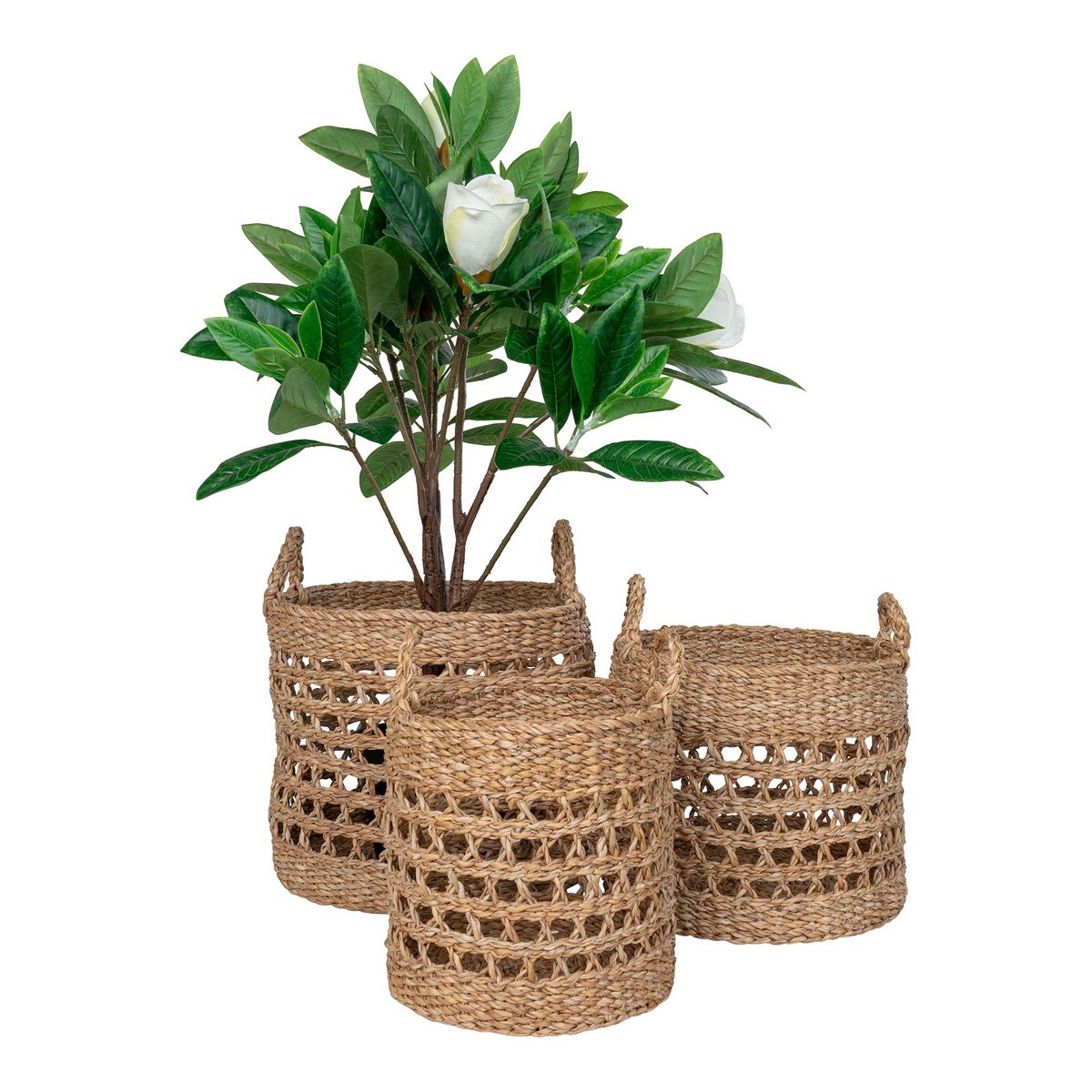 Balok Basket - Mand, zeegras, naturel/zwart, set van 3 |woon-meubel.nl
