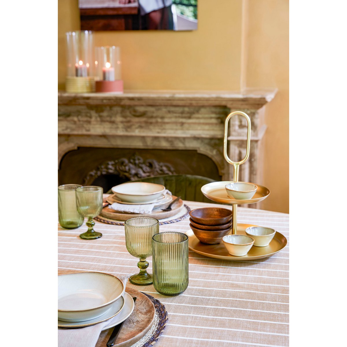 Rama Etagere 2 Layers - L28 x W28 x H36 cm - Metal - Gold