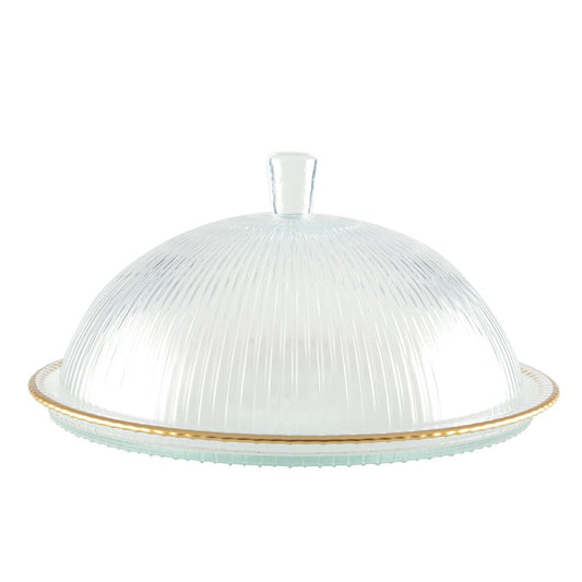 Aulica Glazen Cakestolp met Gouden Rand – 32 cm |woon-meubel.nl