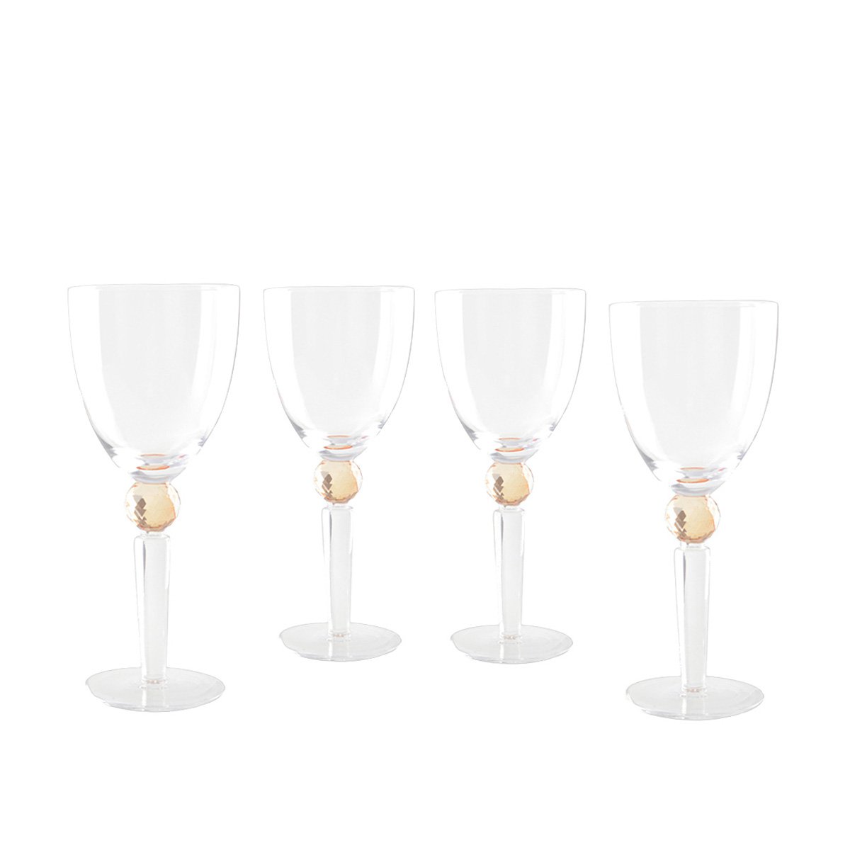 Glazen met Gele Diamantvoet  Set van 4 – Marie Design |woon-meubel.nl