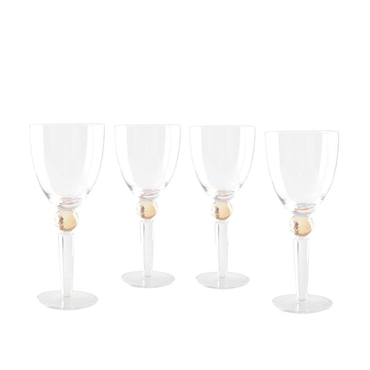 Glazen met Gele Diamantvoet  Set van 4 – Marie Design |woon-meubel.nl