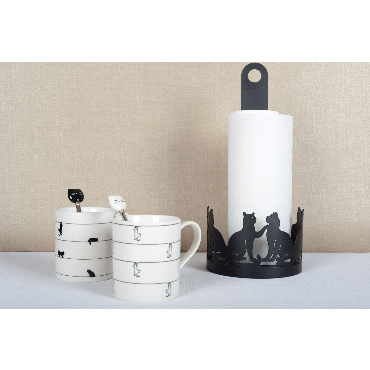 Witte Theekopjes met Kattenontwerp – Set van 2