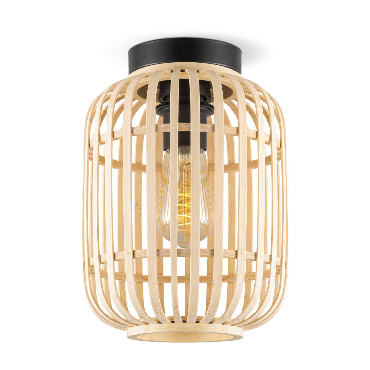 Ceiling lamp with bamboo shade 21.5 x 21.5 x 30 cm