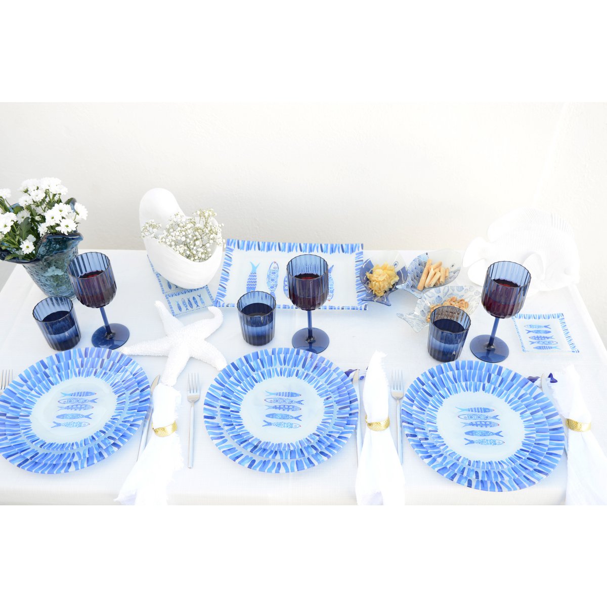 Acrylblauwe wijnglazen - set van 6