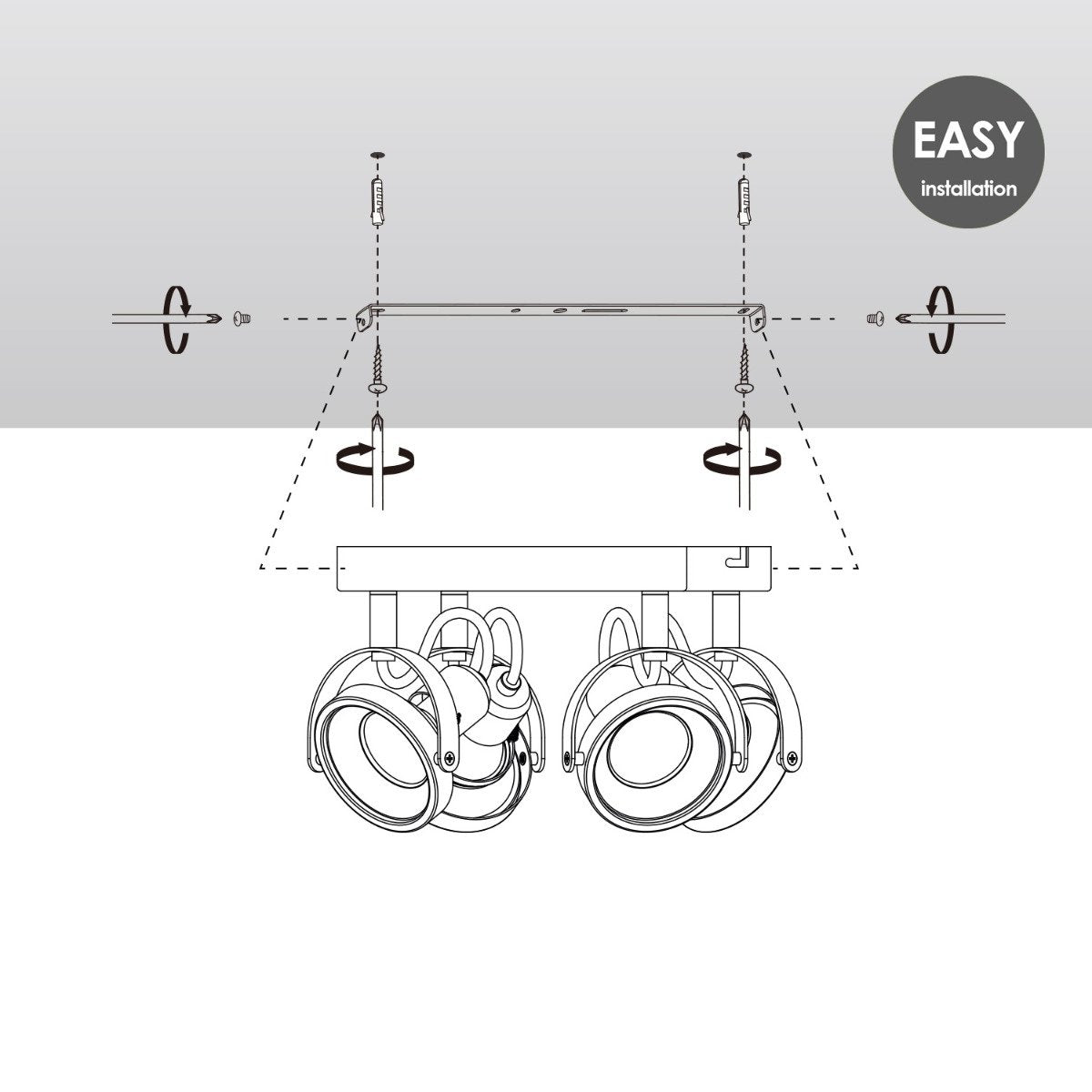 LED Surface-mounted spotlight Yaya 4 - dimmable - brushed steel