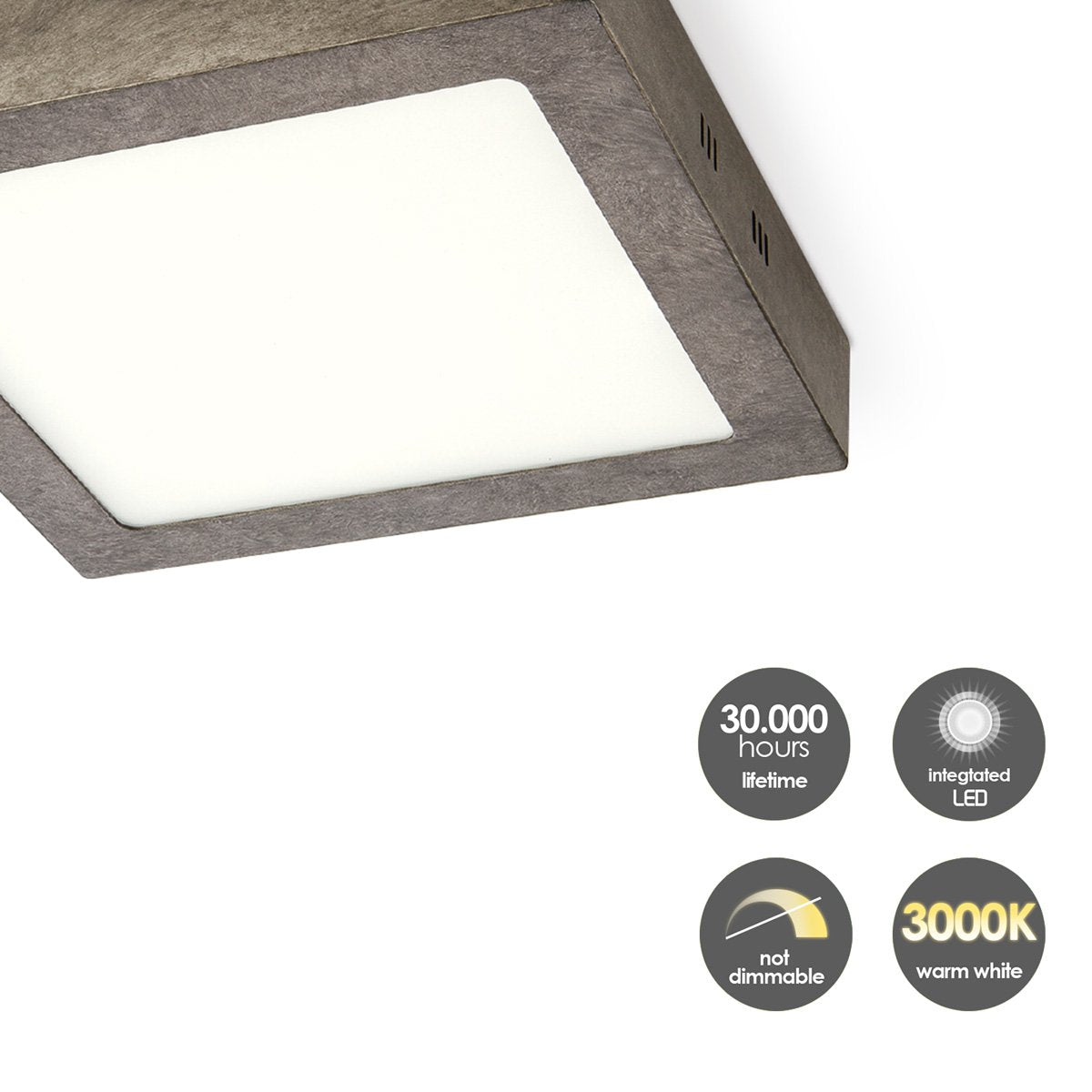 LED Ceiling Lamp Ska - Anthracite - Square 22/22/3.6cm