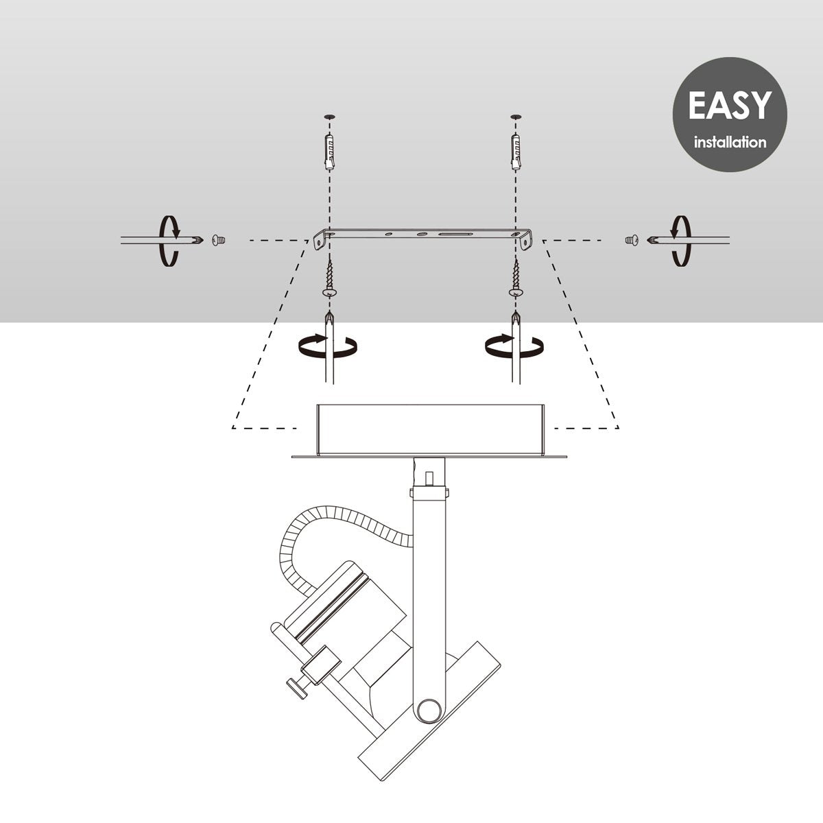 LED Wall Spot Robo - dimmable - brushed steel