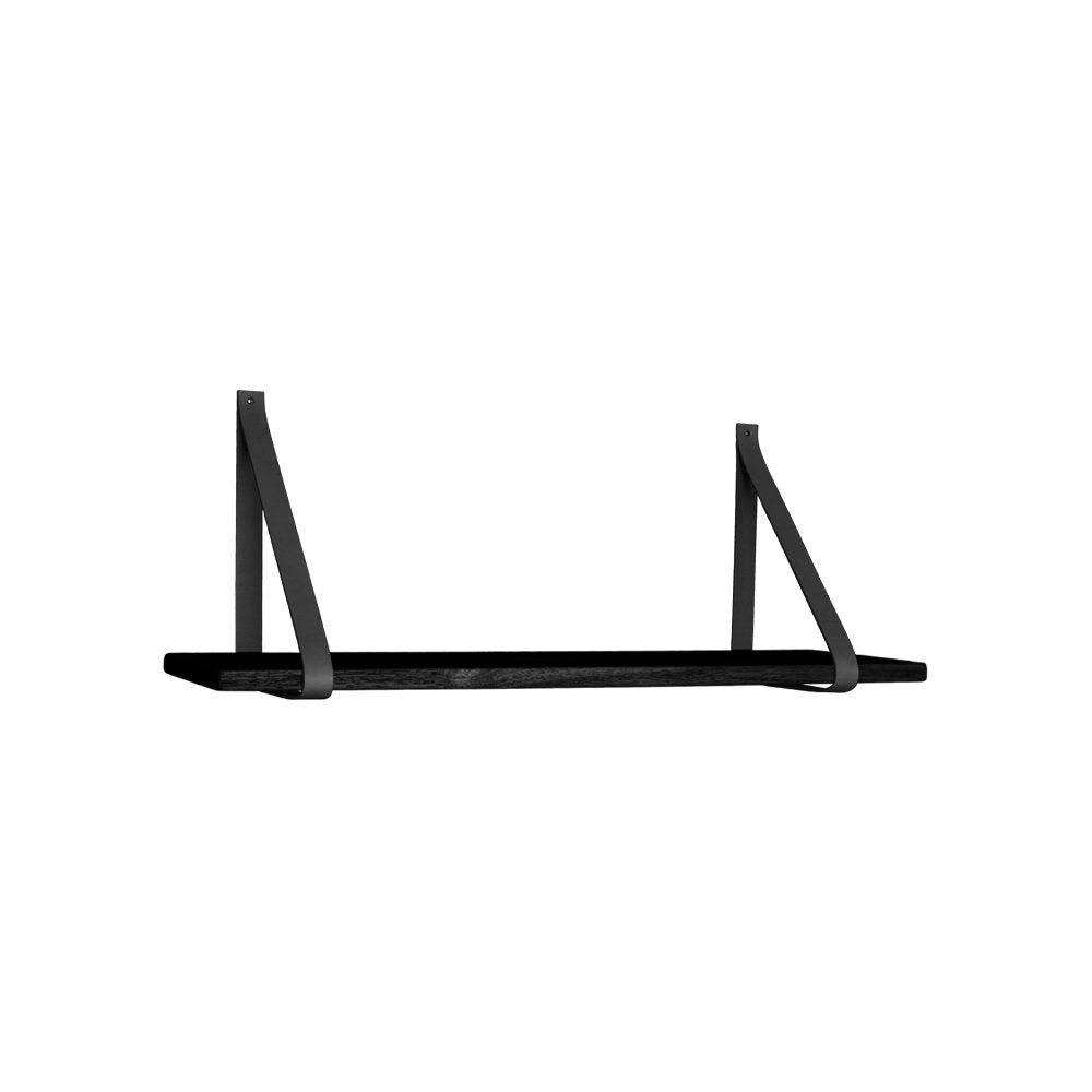 Forno Plank Zwart – Wandplank met Leren Riemen – House Nordic | woon-meubel.nl