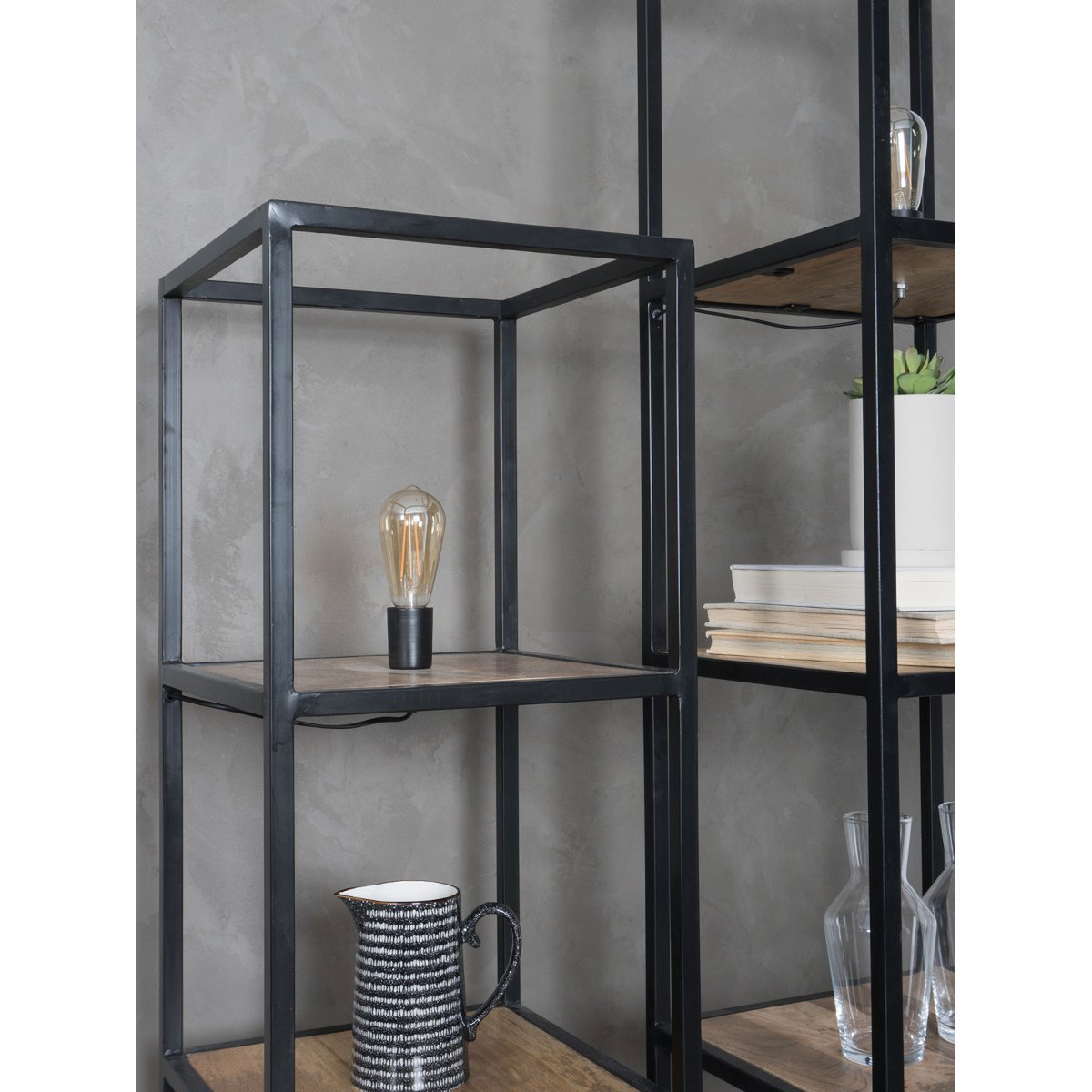 Vloerlamp Vintage mangohout, metaal |woon-meubel.nl