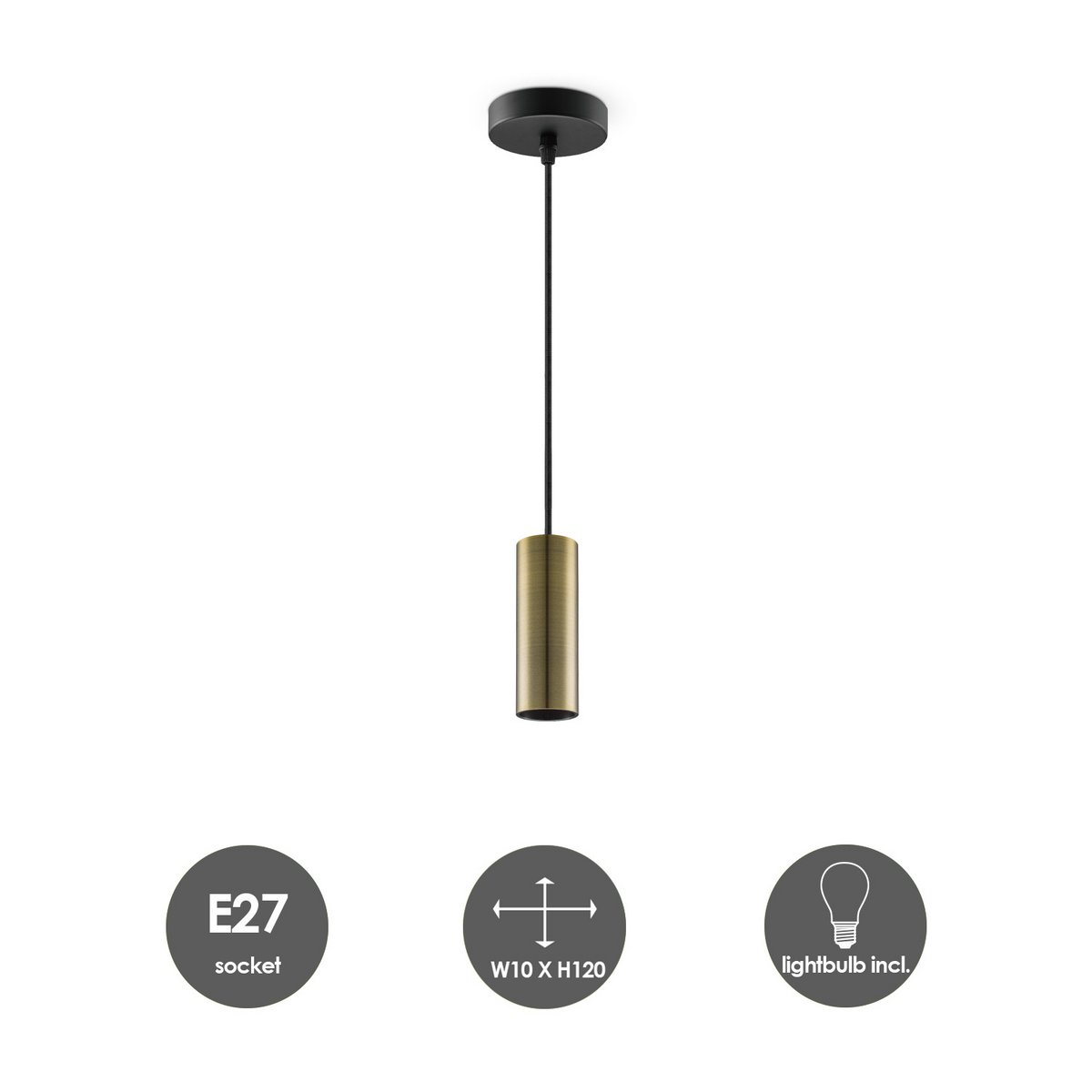 Hanglamp brons Saga - G180 - dimbaar E27 rook