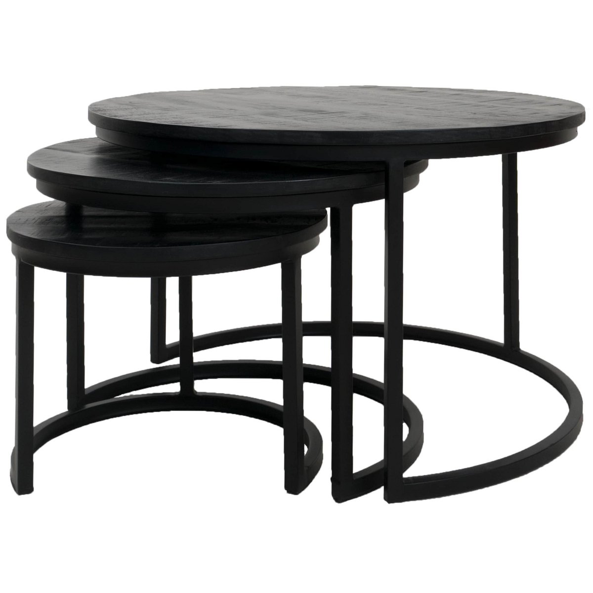 Salontafel Set van 3 - Industriële Salontafelset Jan - Zwart blad|woon-meubel.nl