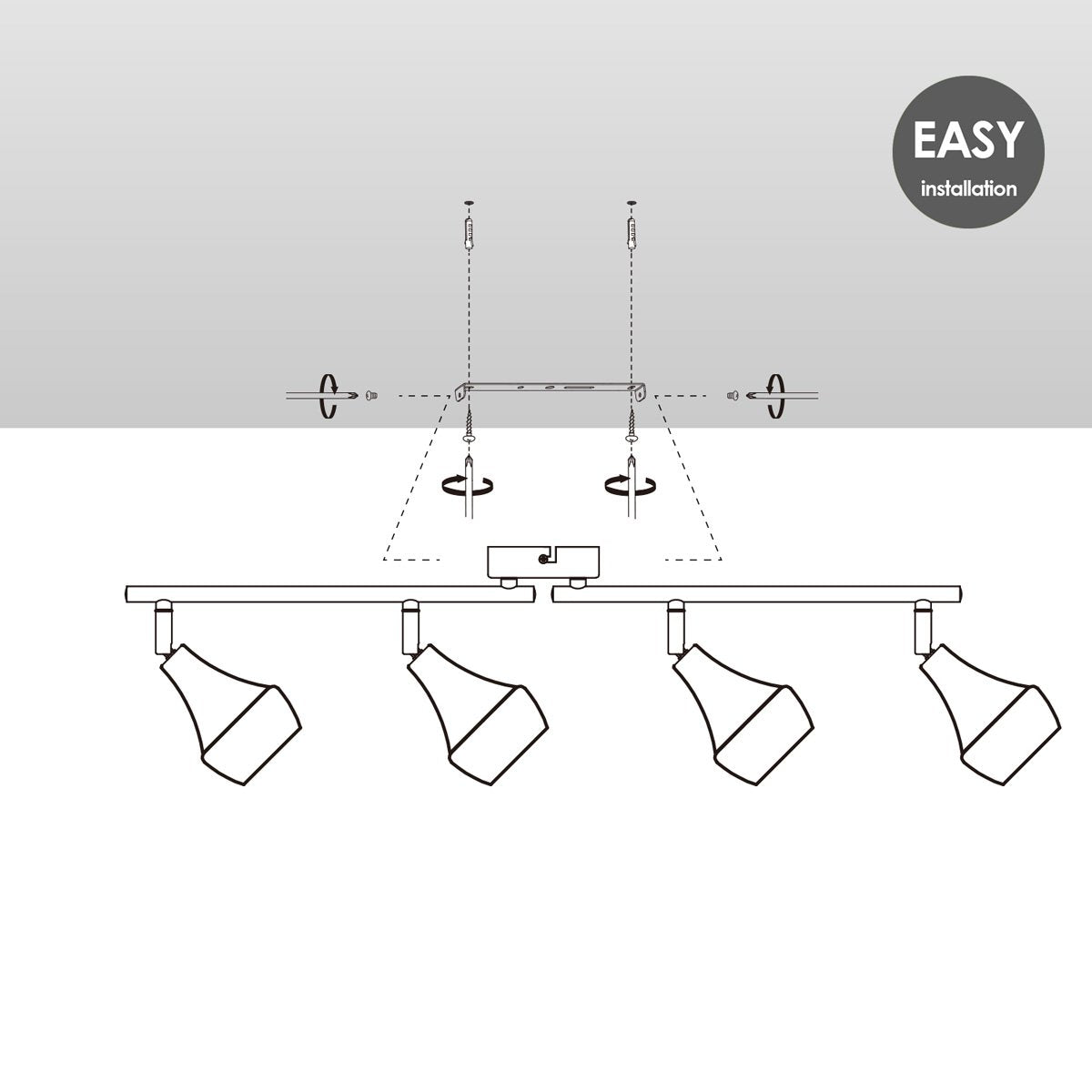 LED Surface-mounted spotlight Vaya 4 - incl. dimmable LED lamp - steel