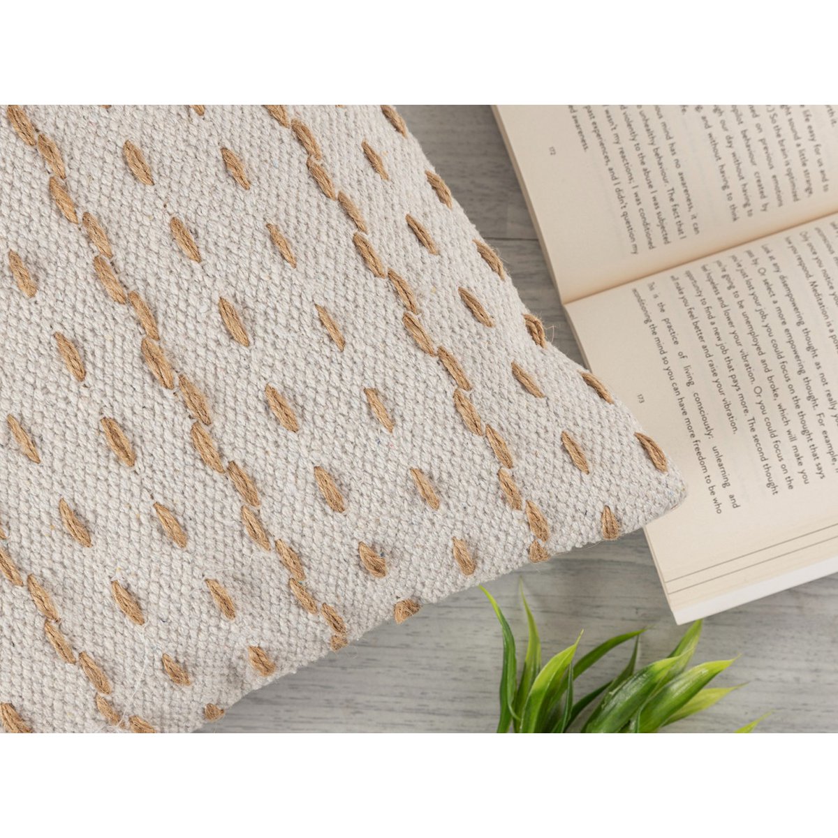 Set van 2 Handgemaakte Sierkussens 40x40 cm – Katoen & Jute – Natuurlijke Look