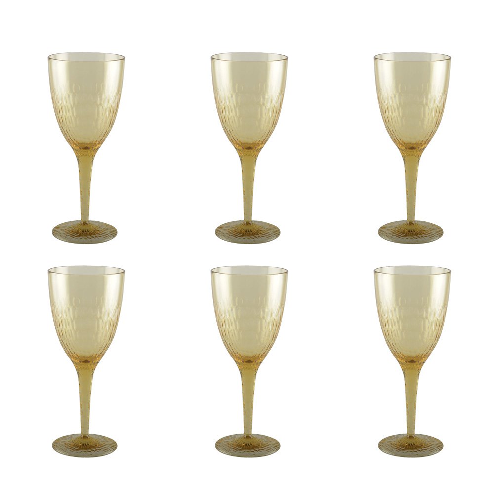 Wijnglazen Geel – Set van 6 – Acryl – Marie Design |woon-meubel.nl