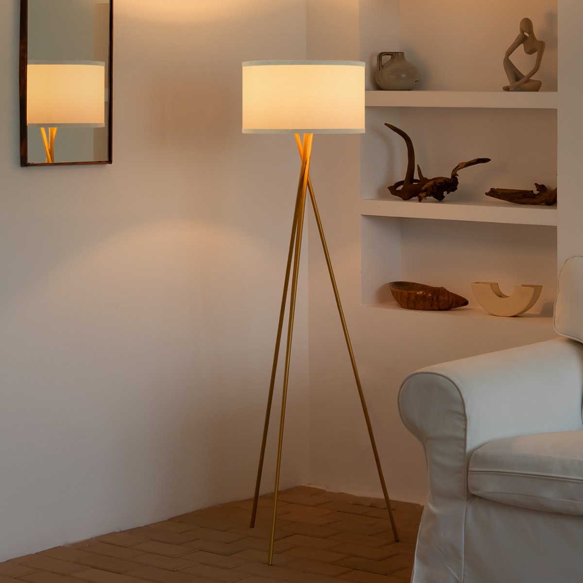 Modern Floor Lamp - Lampshade White - 53x53x138