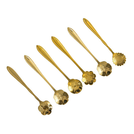 Aulica Gouden Theelepels met Bloem – Set van 6 | woon-meubel.nl
