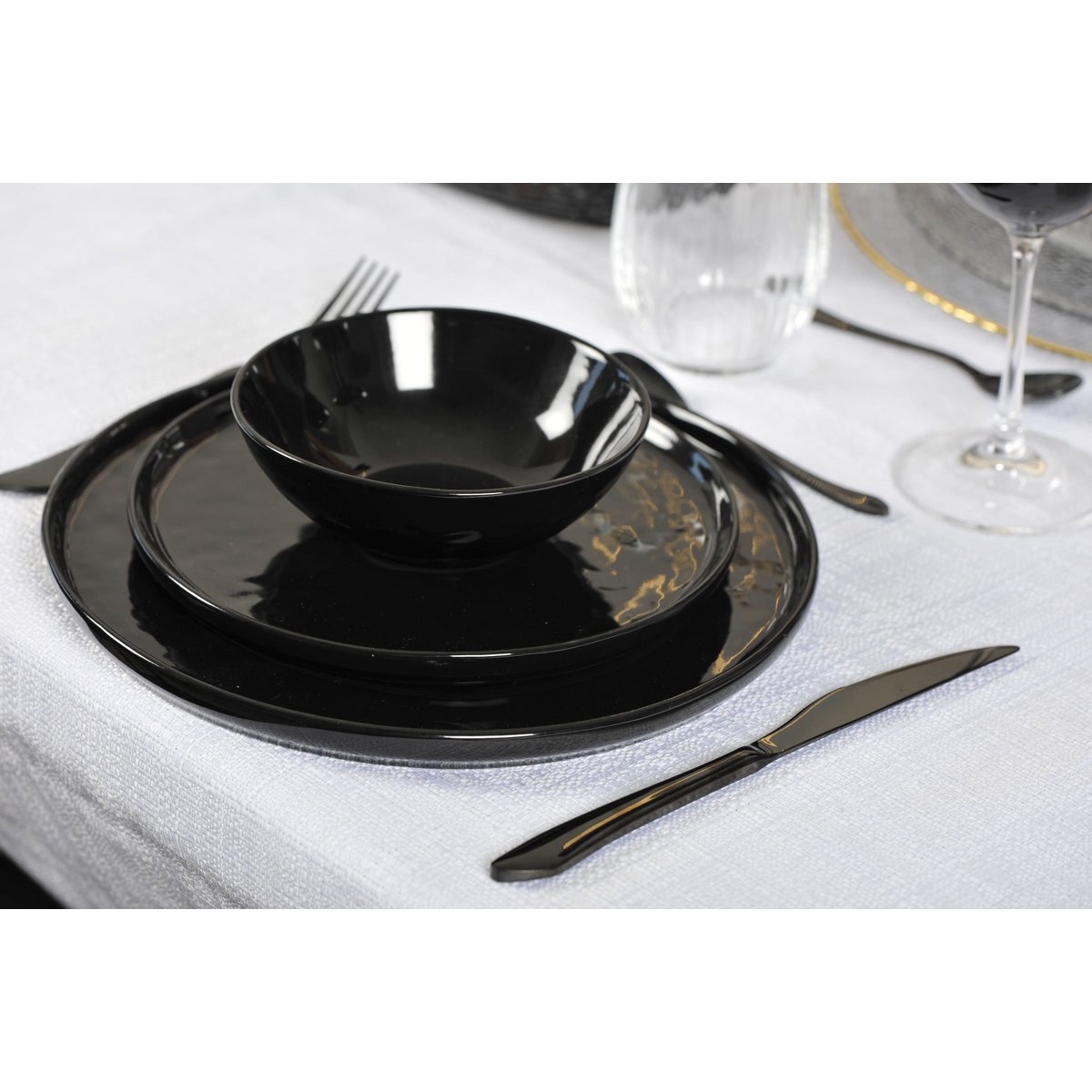 Aulica 24-delige Bestekset – Glanzend Zwart – RVS | woon-meubel.nl