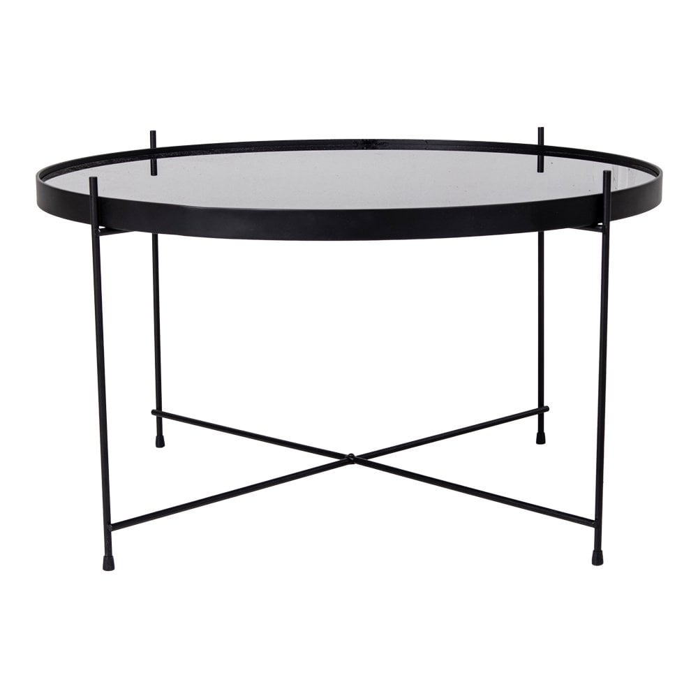 Venezia Salontafel - Salontafel zwart staal met glas ø70 |woon-meubel.nl