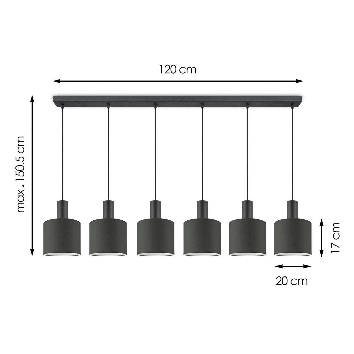 Home Sweet Home hanging lamp Bling-Xxl Beam 6L-Anthracite-20cm
