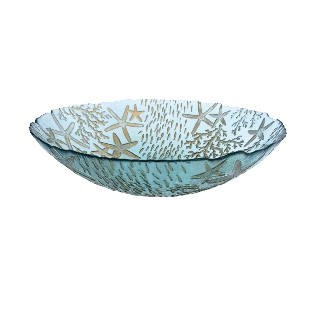 Blauwe Zeeglas Saladekom Ø33cm – Aulica | woon-meubel.nl