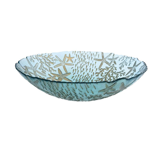 Blauwe Zeeglas Saladekom Ø33cm – Aulica | woon-meubel.nl