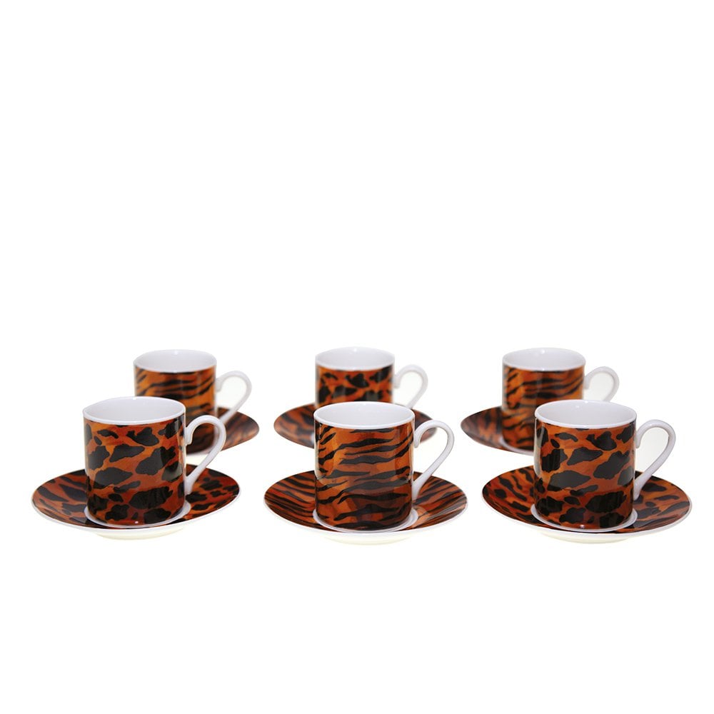 Safari Koffiekopjes (Set van 6) – met schotels |woon-meubel.nl