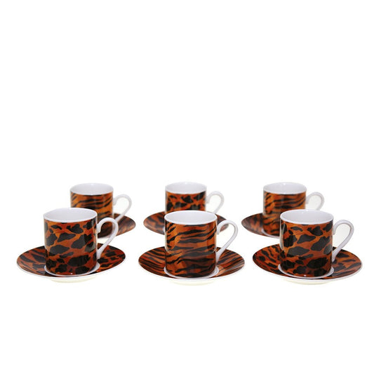 Safari Koffiekopjes (Set van 6) – met schotels |woon-meubel.nl