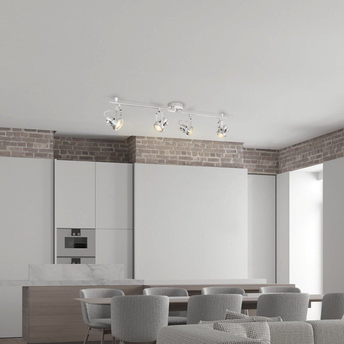 LED Surface-mounted spotlight Robo 4 - dimmable - brushed steel