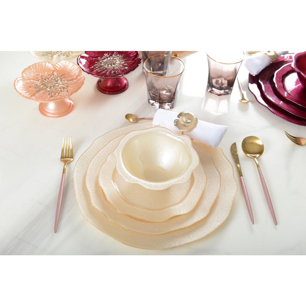 Aulica Boudoir Serveerbord Vanille – Luxe Glas Ø32,5 cm |woon-meubel.nl