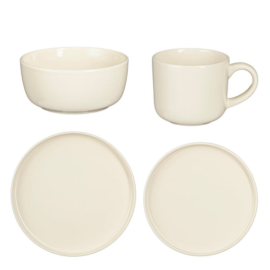 Ozzu Dinnerware Set for 4 - Stoneware - Off-white