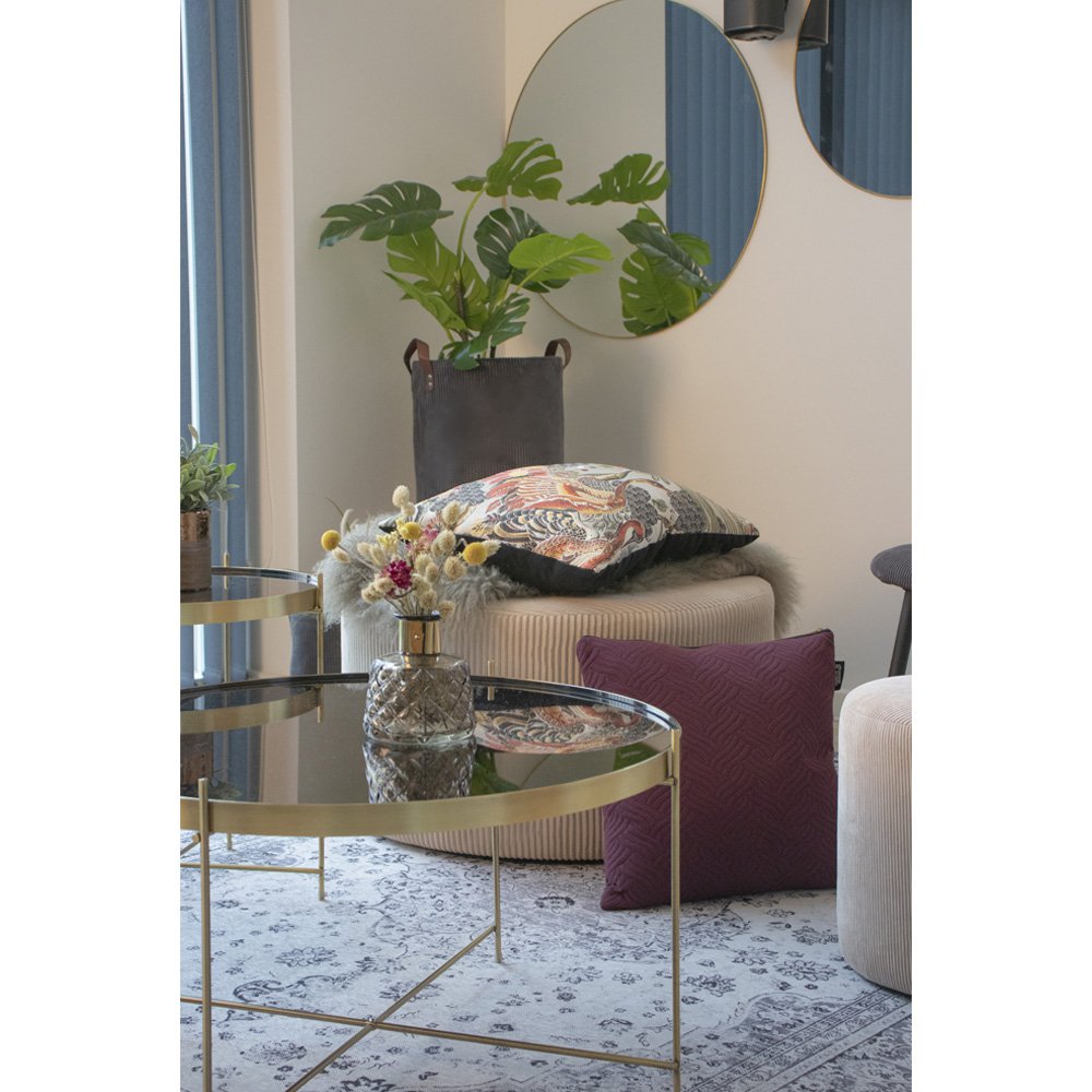 Jersey Spiegel rond in zwart of messing look 40/60/60/80