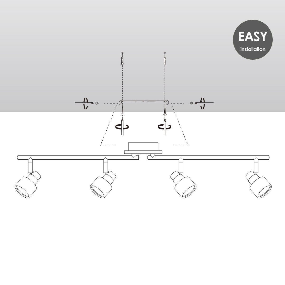 LED Surface-mounted spotlight Drift 4 - incl. dimmable LED lamp - wood